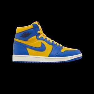 Blue and Yellow High-Top Jordans